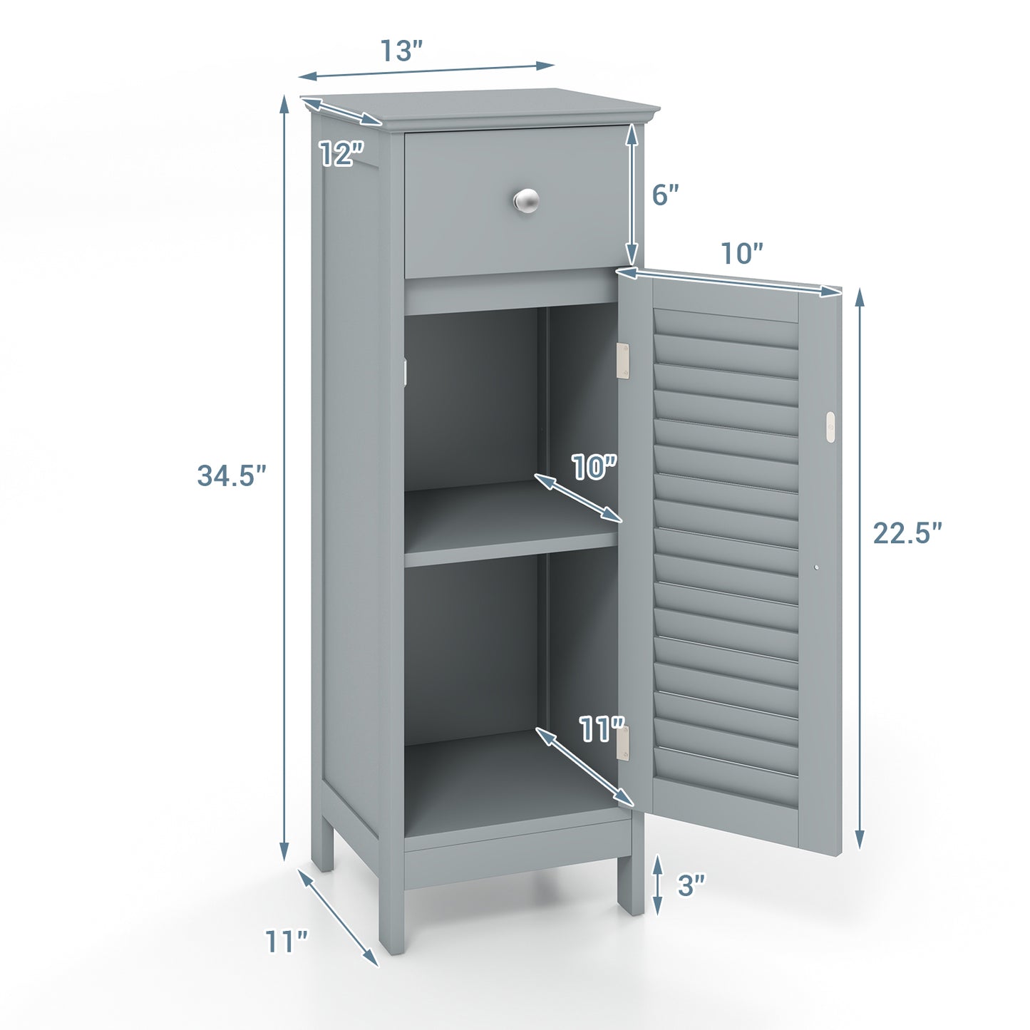 Compact Wooden Bathroom Storage Cabinet with Drawer & Shutter Door