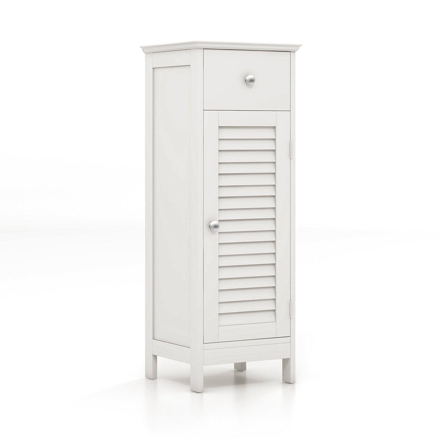 Compact Wooden Bathroom Storage Cabinet with Drawer & Shutter Door