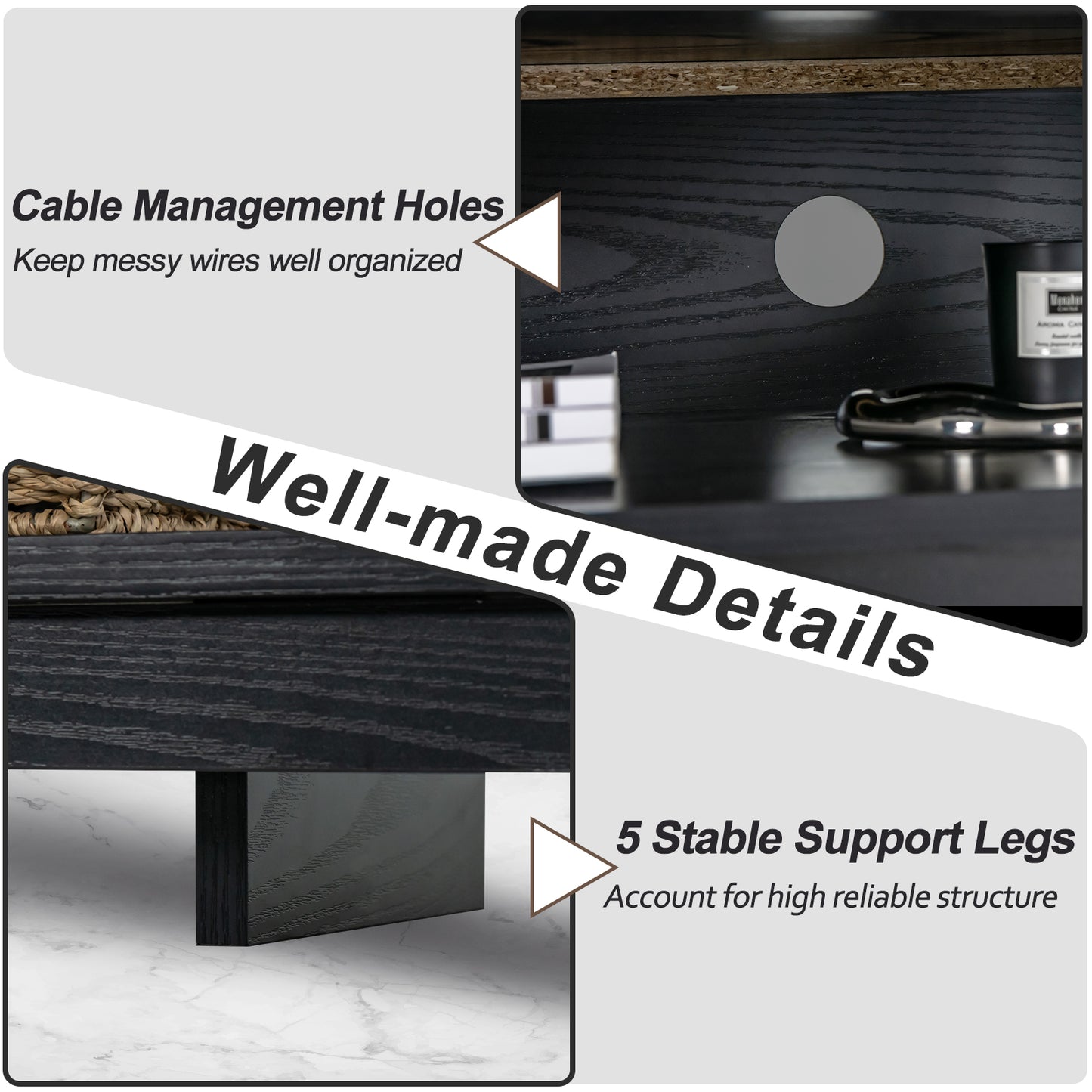 58 Inch TV Console Table with Open Storage and Adjustable Shelves for TVs up to 65 Inches