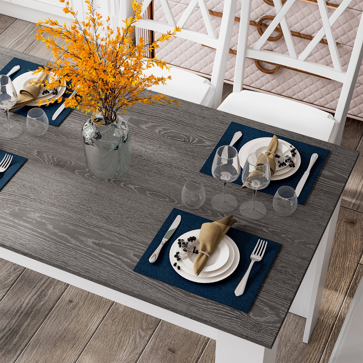 Spacious 47 Inch Dining Table for Kitchen and Small Dining Areas - Dark Grey