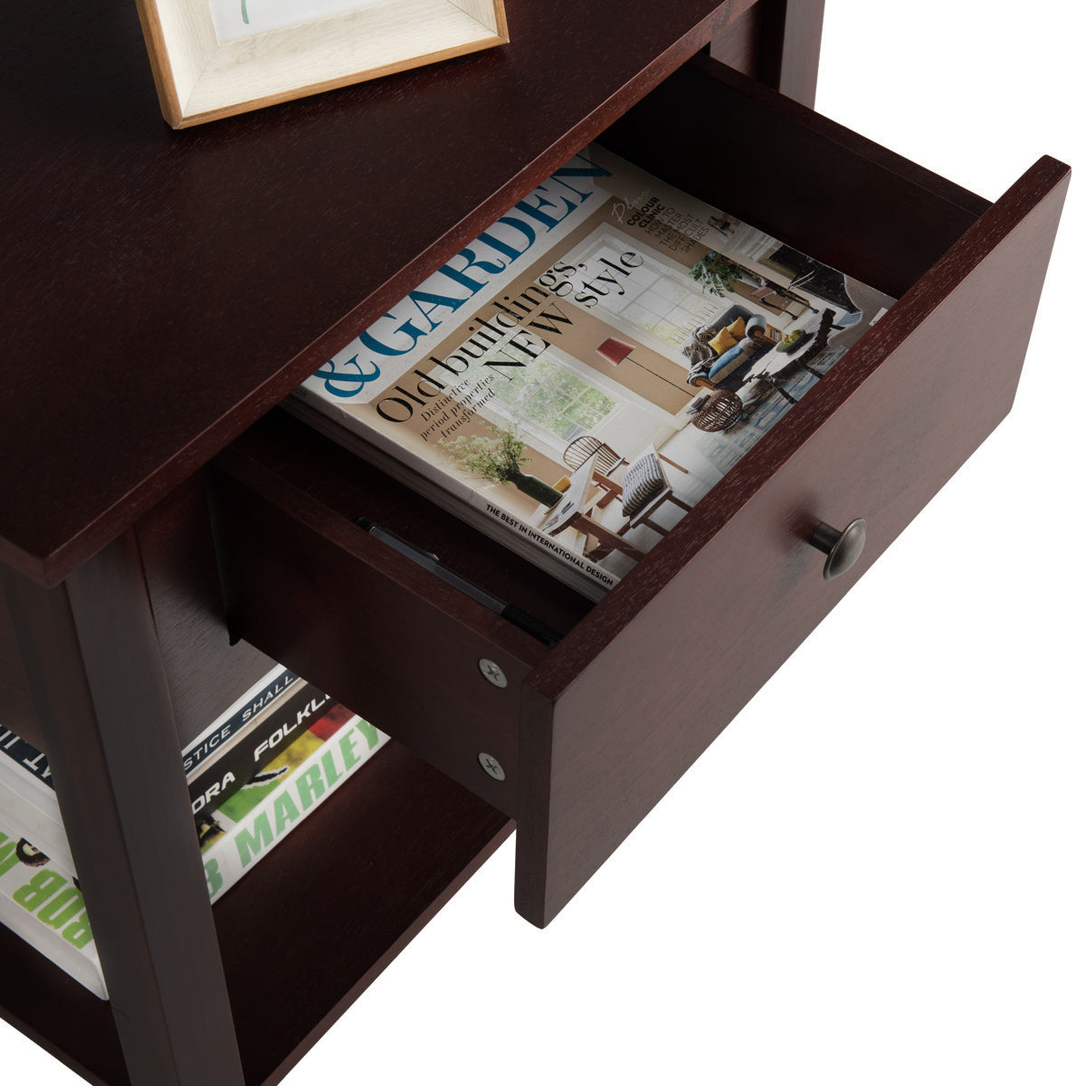 Versatile Bedside Table with Storage Drawer and Display Shelf Brown