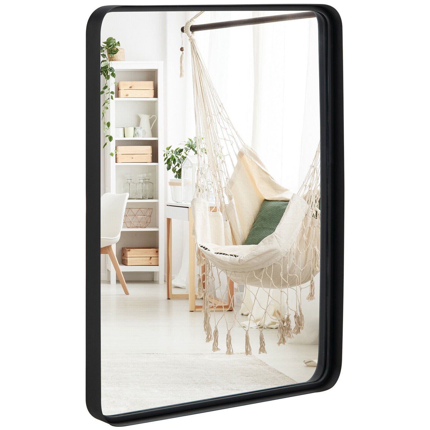 Premium Rectangular Wall-Mounted Mirror with Rust-Resistant Steel Frame - Medium