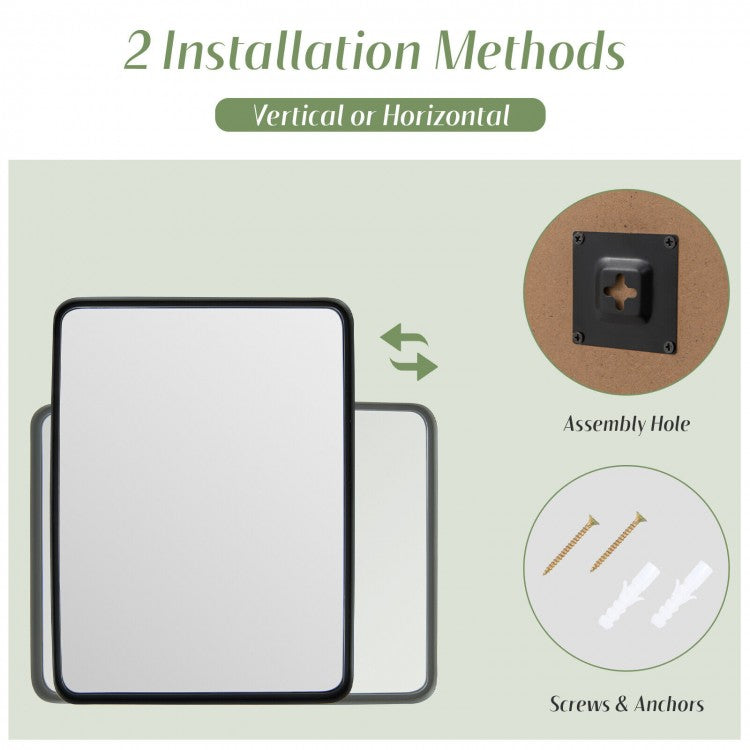 Premium Rectangular Wall-Mounted Mirror with Rust-Resistant Steel Frame - Medium