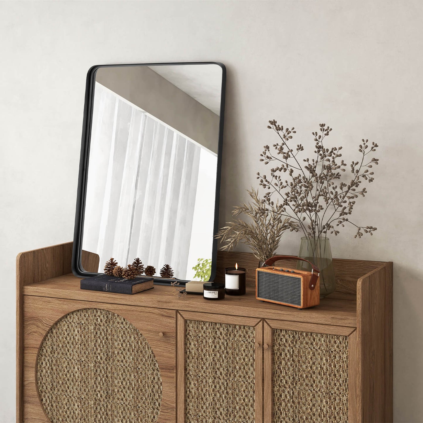 Premium Rectangular Wall-Mounted Mirror with Rust-Resistant Steel Frame - Medium