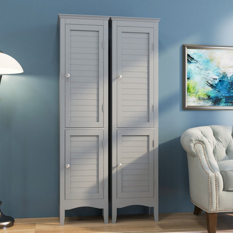 5-Shelf Tall Narrow Storage Cabinet with Louvered Doors