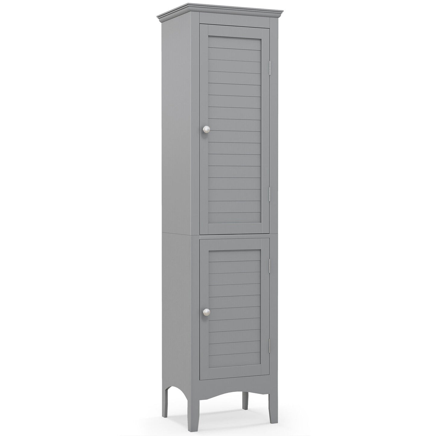 5-Shelf Tall Narrow Storage Cabinet with Louvered Doors