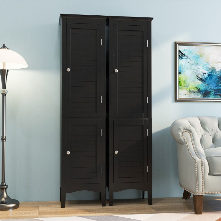 5-Shelf Tall Narrow Storage Cabinet with Louvered Doors