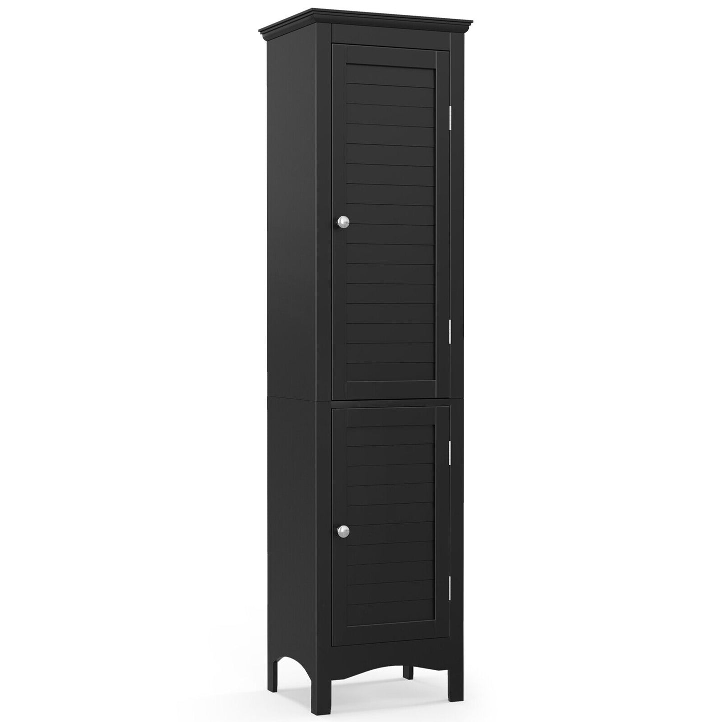 5-Shelf Tall Narrow Storage Cabinet with Louvered Doors