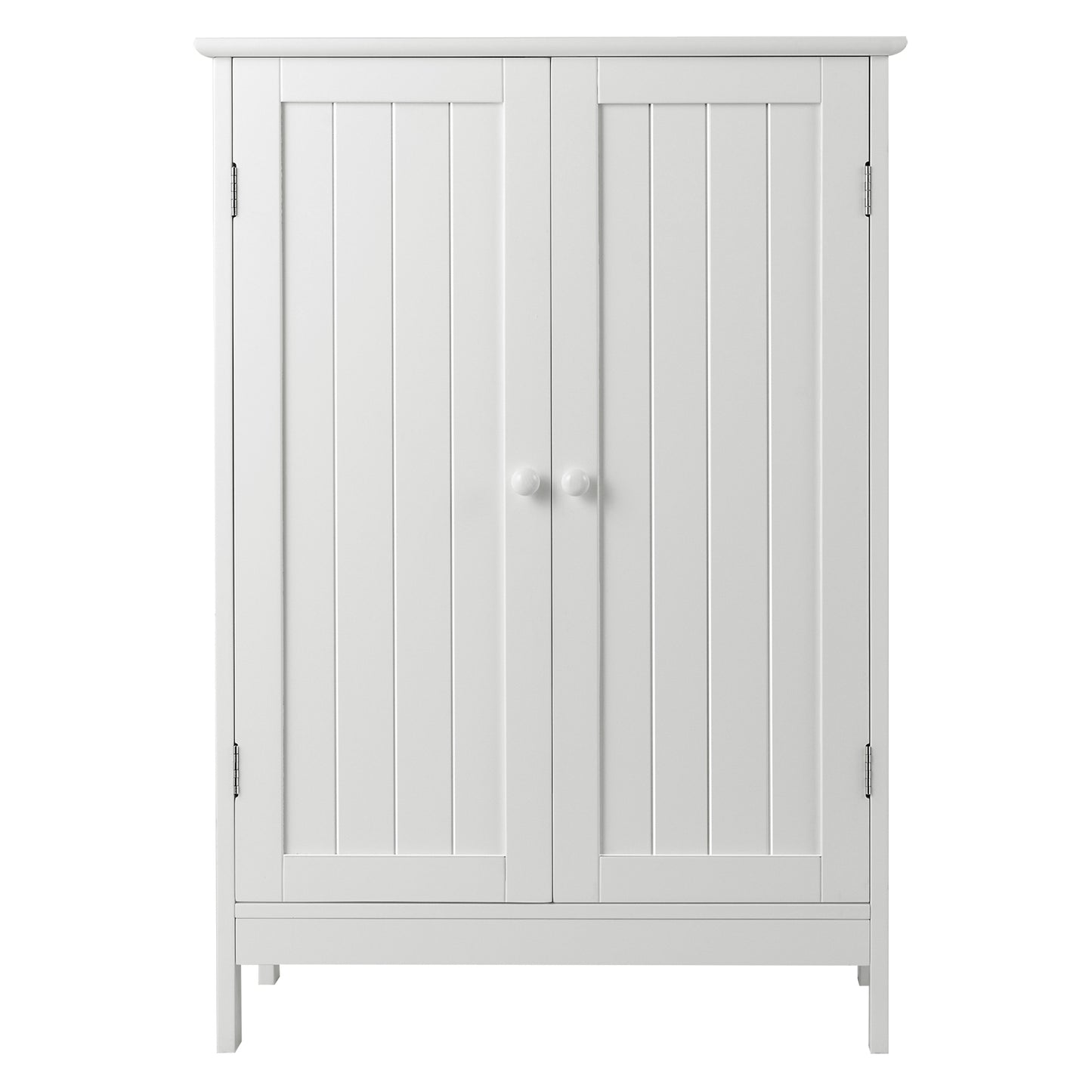 Modern Bathroom Floor Storage Cabinet with Double Doors & Adjustable Shelves