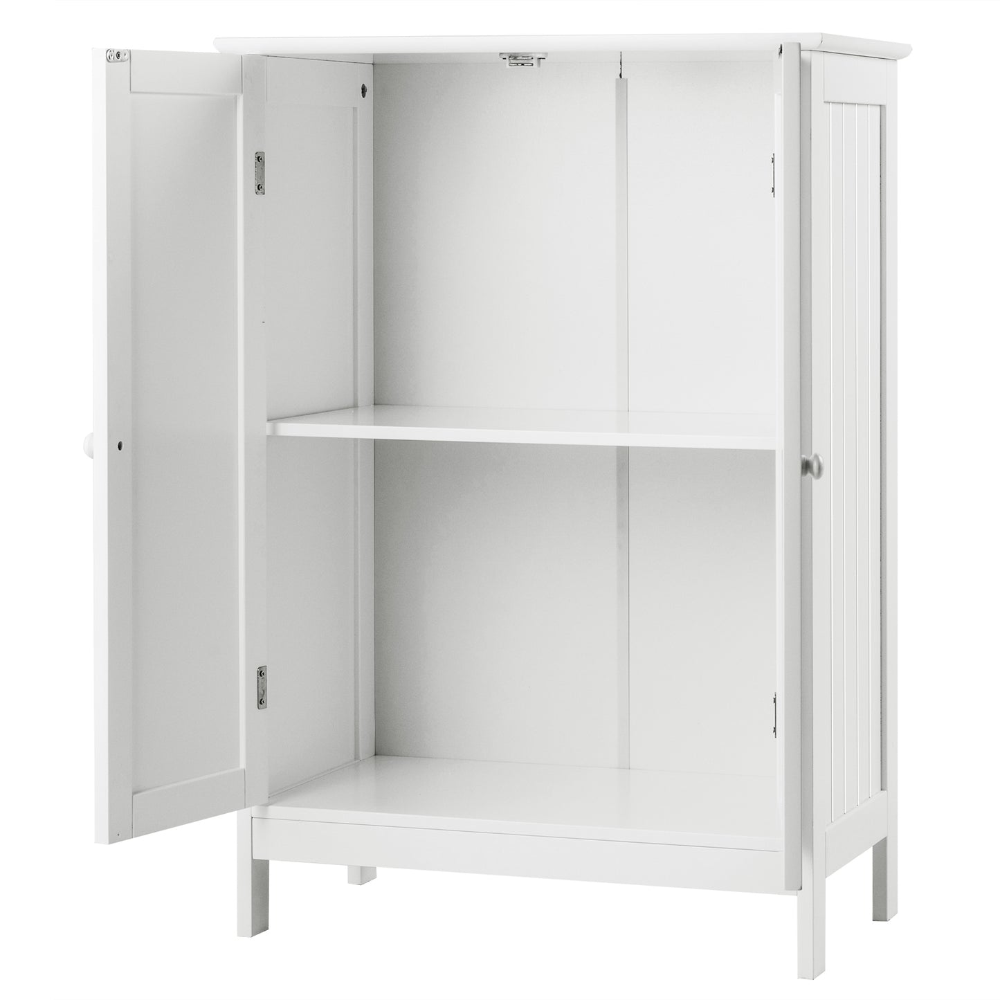 Modern Bathroom Floor Storage Cabinet with Double Doors & Adjustable Shelves