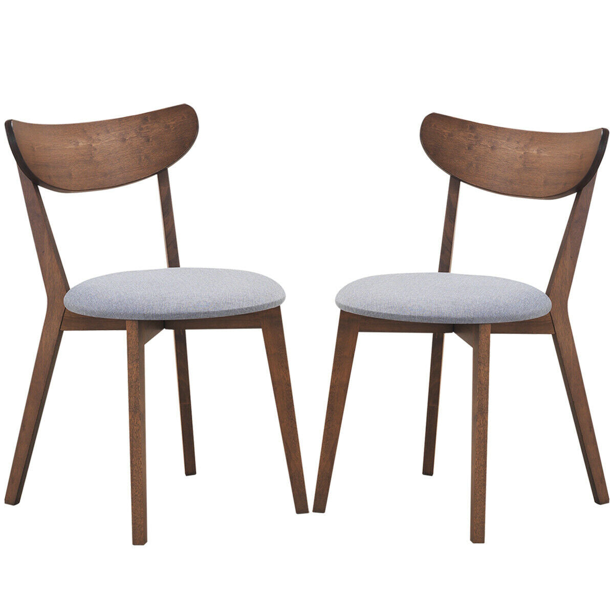 Modern Dining Chairs with Upholstered Seat and Curved Backrest, Set of 2