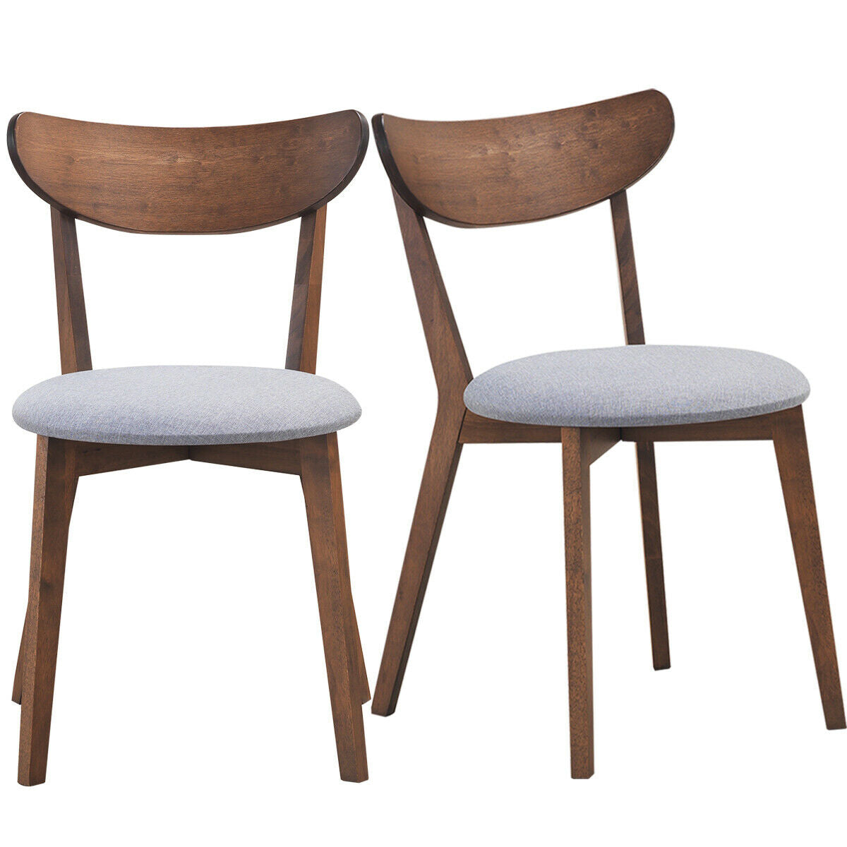 Modern Dining Chairs with Upholstered Seat and Curved Backrest, Set of 2