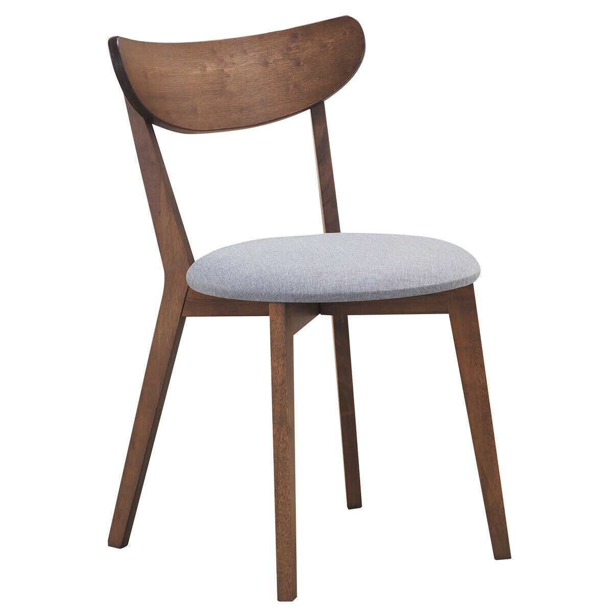 Modern Dining Chairs with Upholstered Seat and Curved Backrest, Set of 2