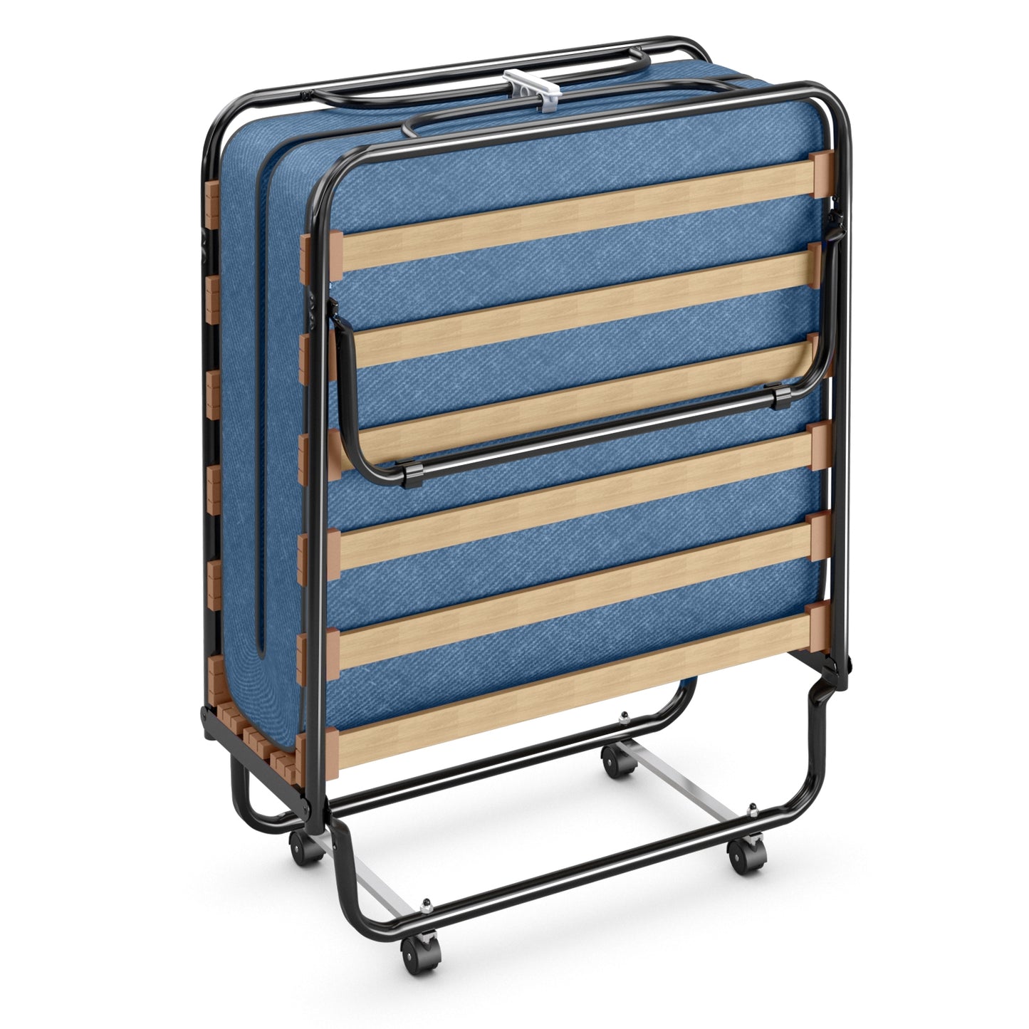Portable Folding Bed with Memory Foam Mattress & Sturdy Metal Frame – Made in Italy (Navy)