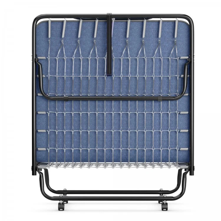 Rollaway Guest Bed with Memory Foam Mattress and Steel Frame Made in Italy - Navy