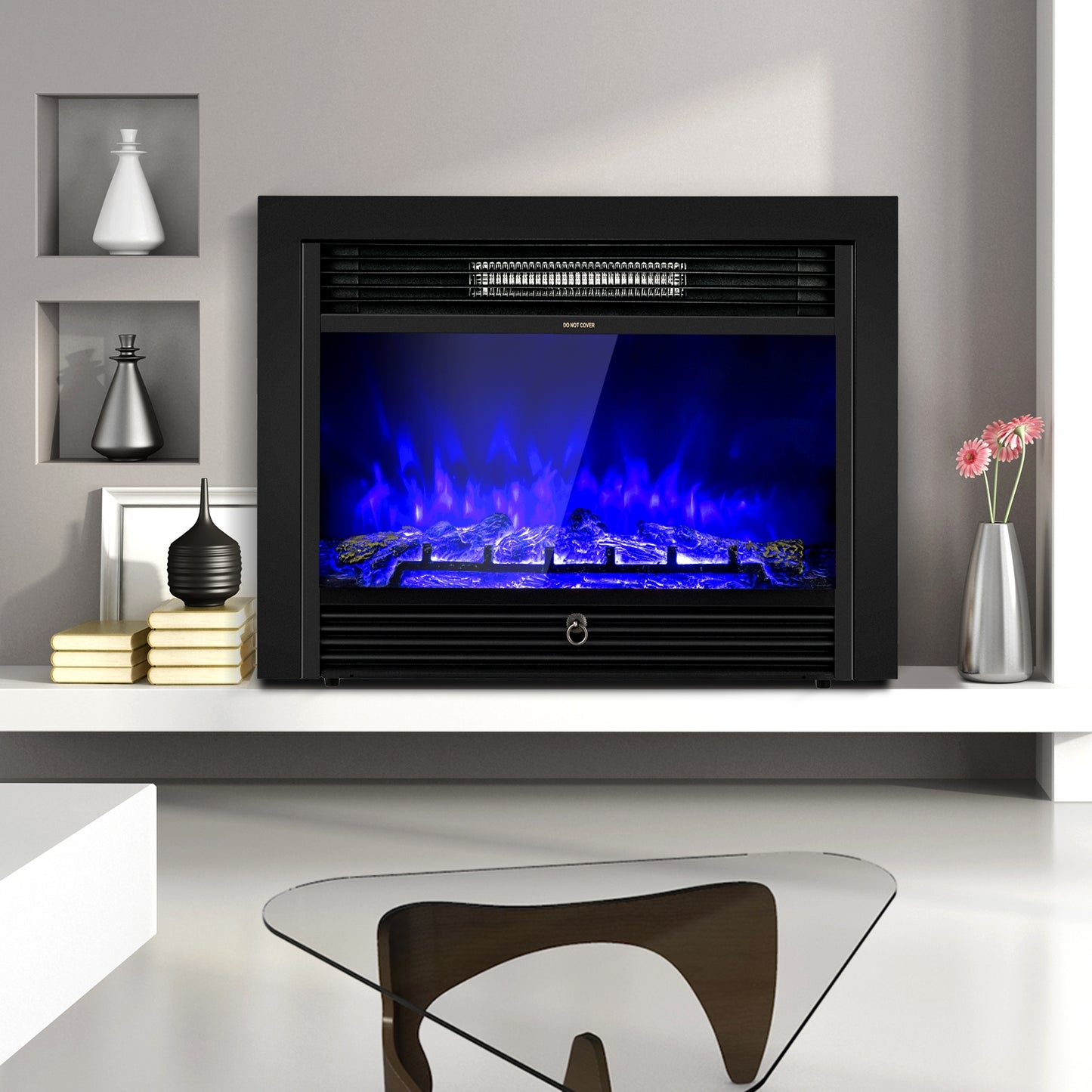 28.5 Inch Electric Fireplace Recessed with 3 Flame Colors & Adjustable Heat