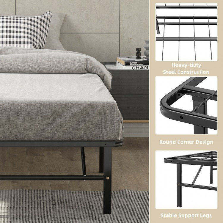Compact Foldable Metal Platform Bed with Tool-Free Assembly – Twin Size