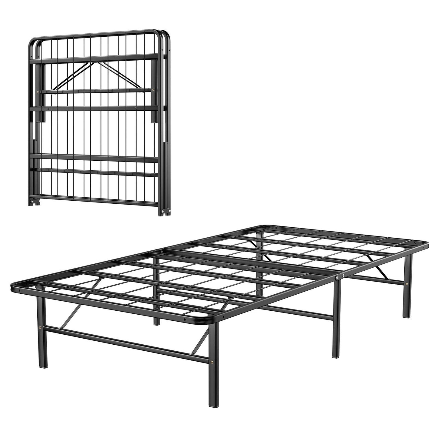 Compact Foldable Metal Platform Bed with Tool-Free Assembly – Twin Size