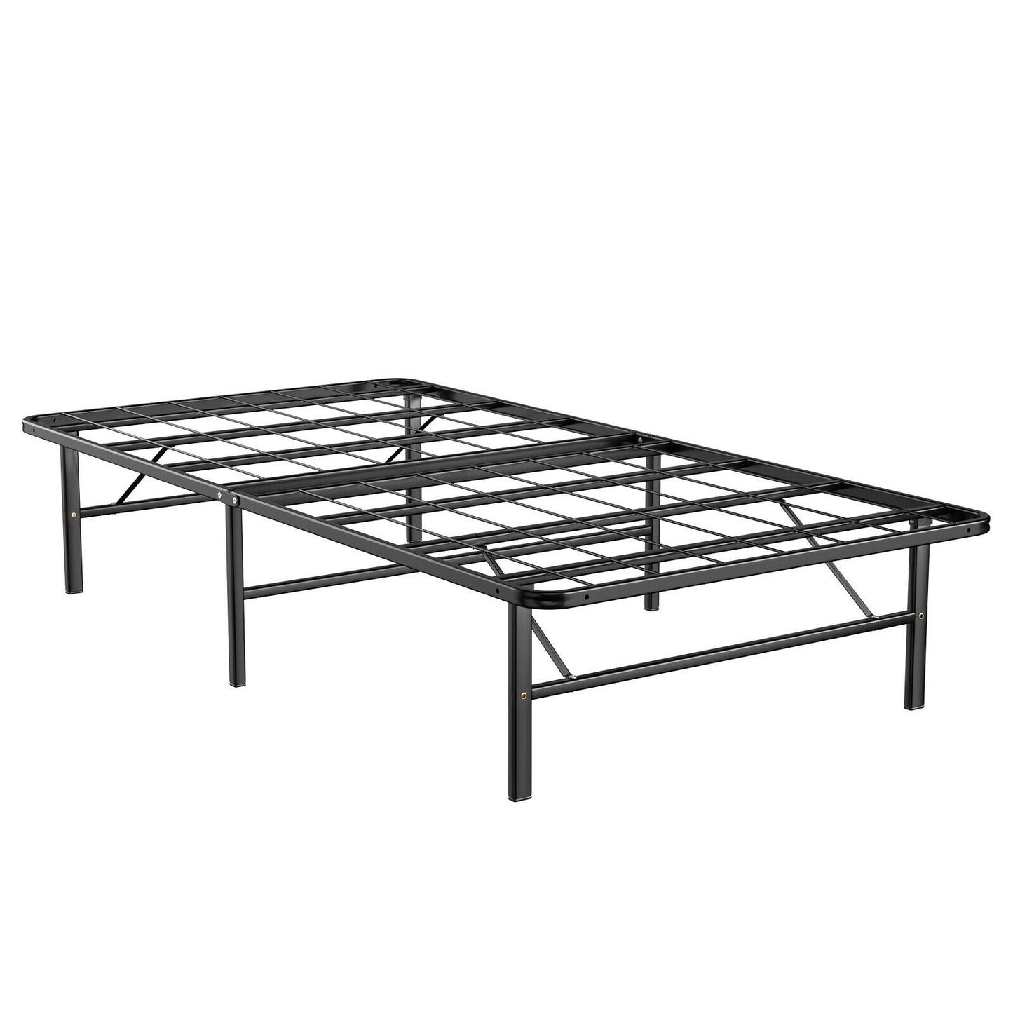 Compact Foldable Metal Platform Bed with Tool-Free Assembly – Twin Size