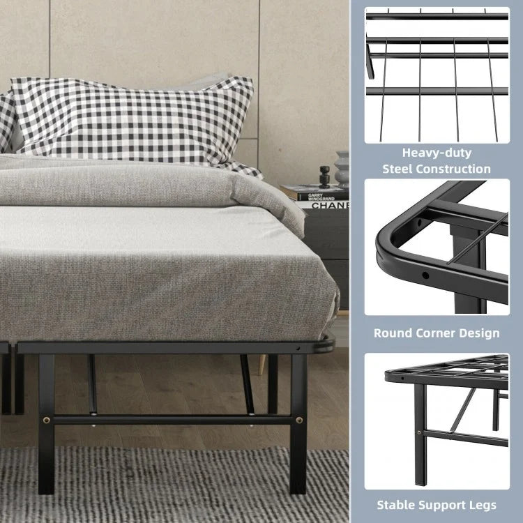 Compact Foldable Metal Platform Bed with Tool-Free Assembly – Full Size