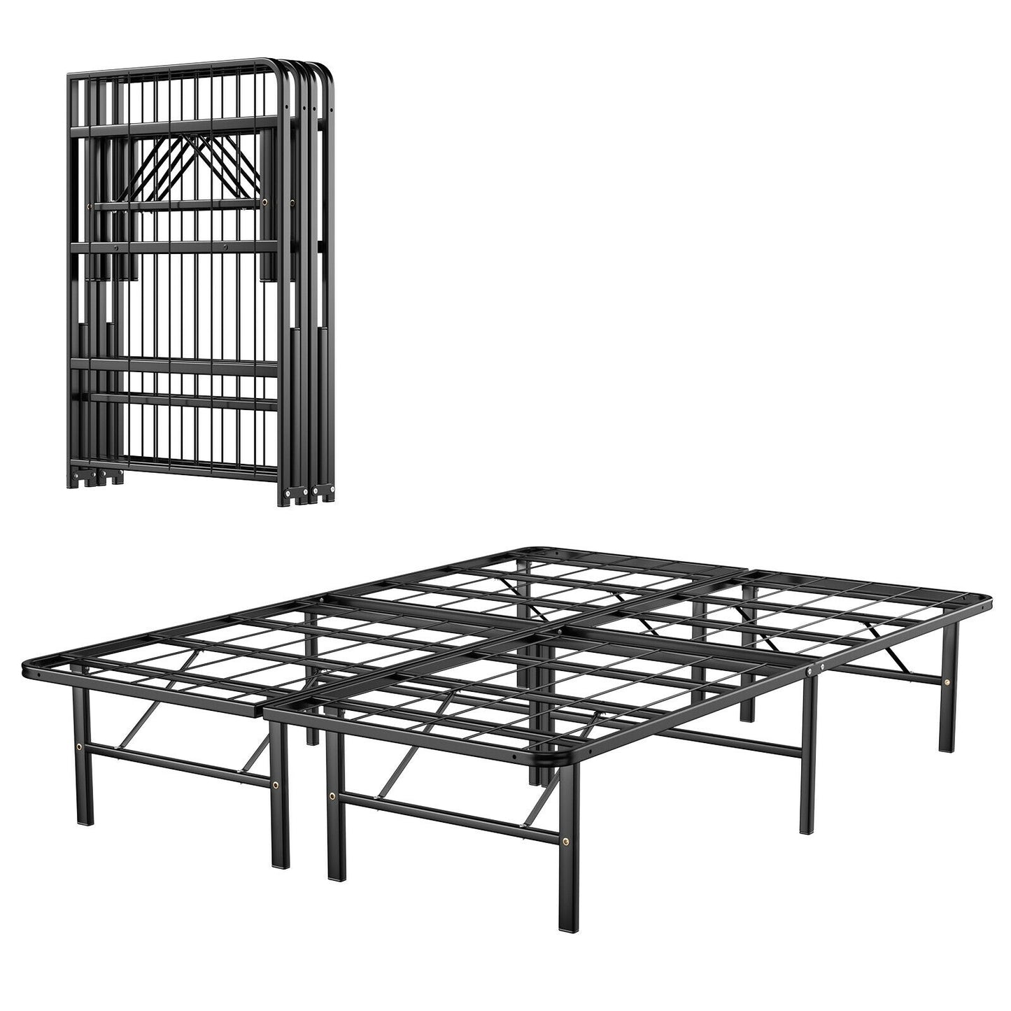 Compact Foldable Metal Platform Bed with Tool-Free Assembly – Full Size