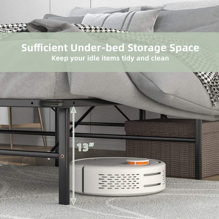 Compact Foldable Metal Platform Bed with Tool-Free Assembly – Queen Size