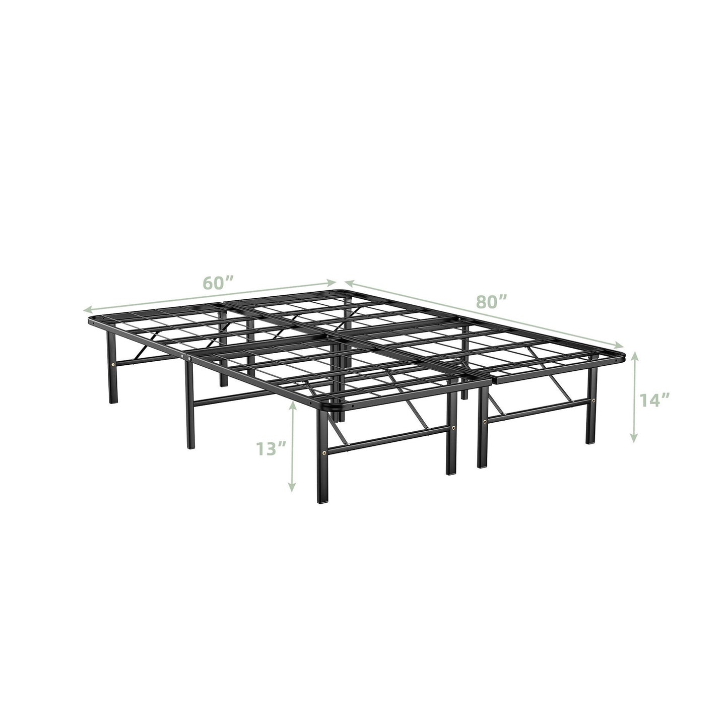 Compact Foldable Metal Platform Bed with Tool-Free Assembly – Queen Size