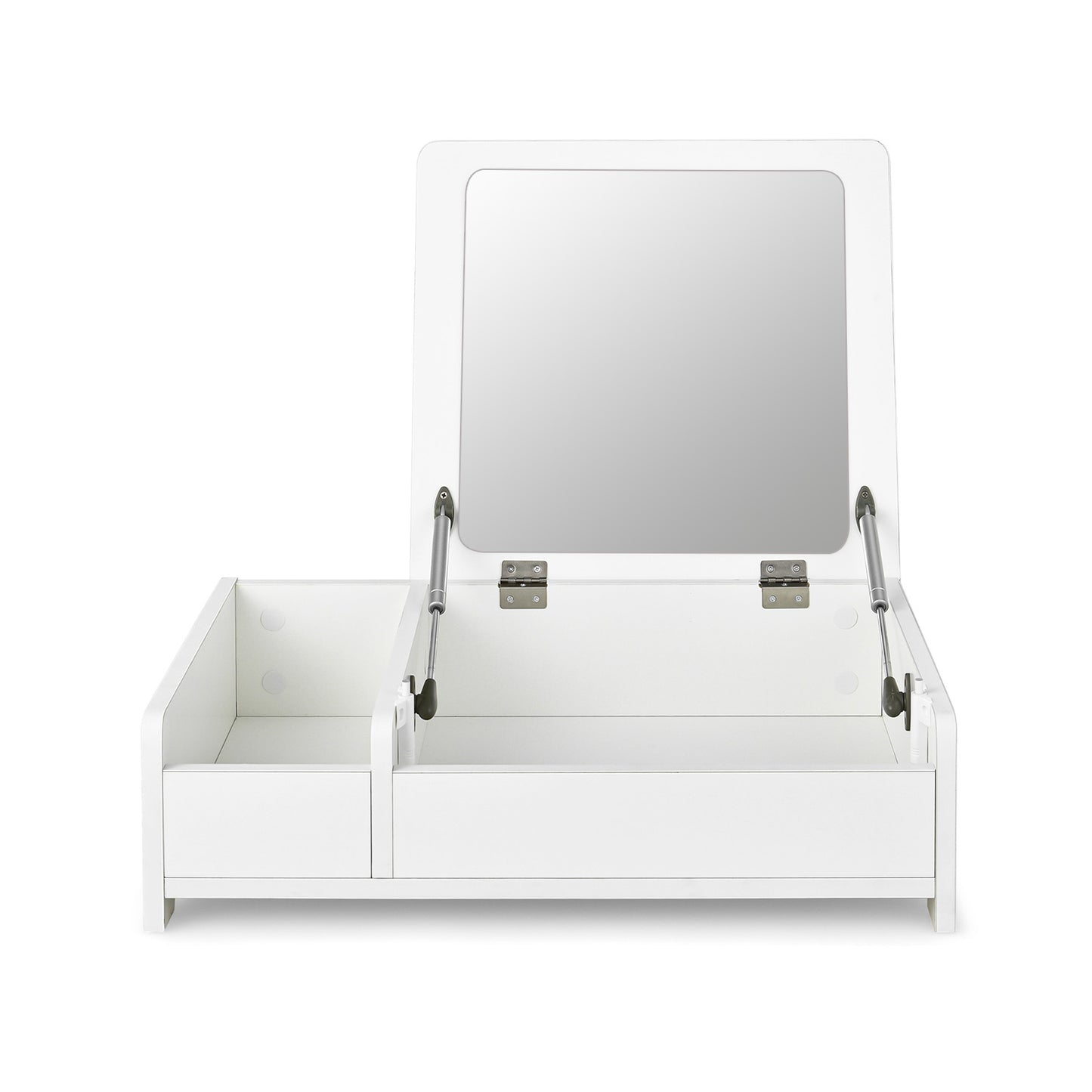 Compact Makeup Table with Flip Top Mirror and Storage White