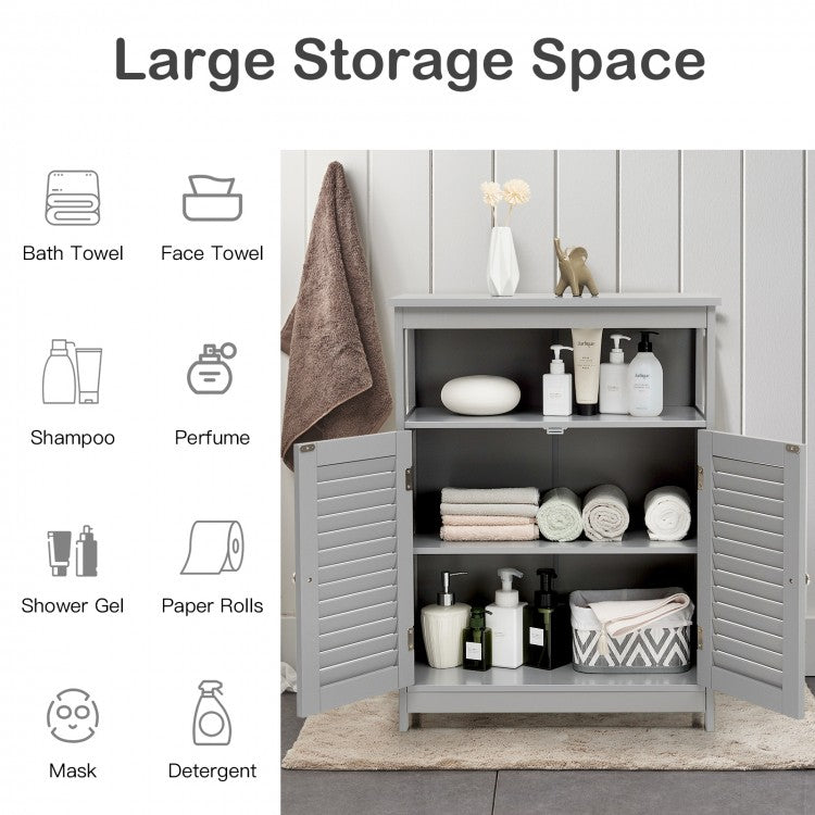 Wooden Freestanding Bathroom Cabinet with Double Shutter Doors for Storage