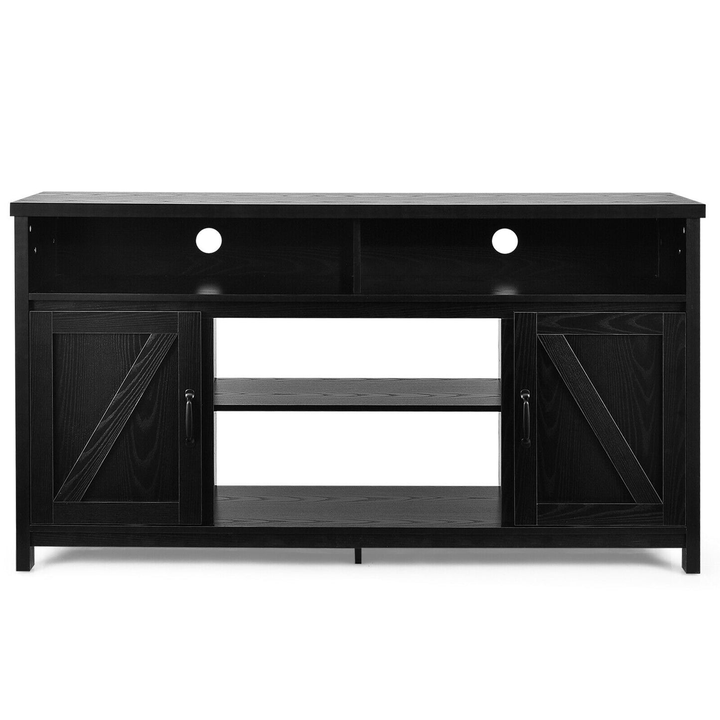 Rustic 59 Inch TV Stand with Sliding Barn Doors and Adjustable Storage for TVs Up to 65 Inches - Black