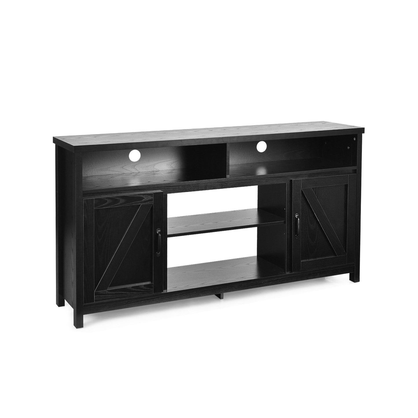 Rustic 59 Inch TV Stand with Sliding Barn Doors and Adjustable Storage for TVs Up to 65 Inches - Black