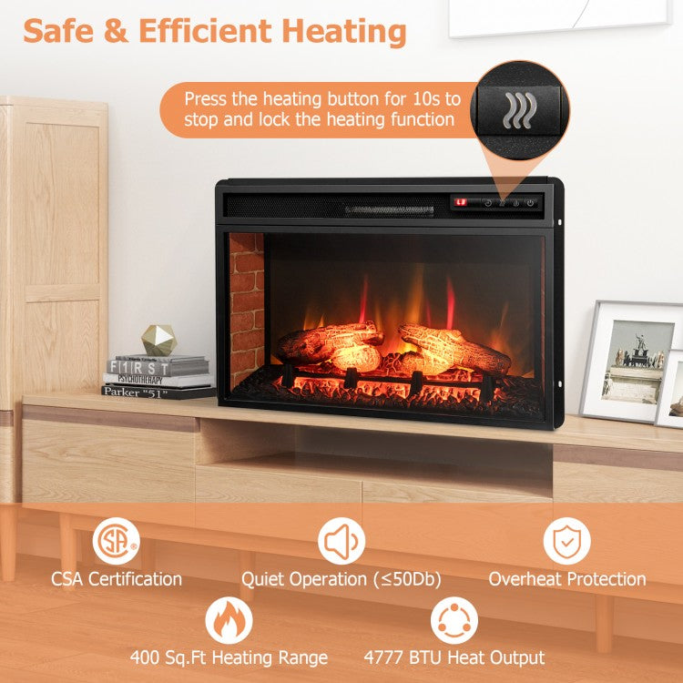 26 Inch Infrared Electric Fireplace Insert with Remote Control & Adjustable Heat