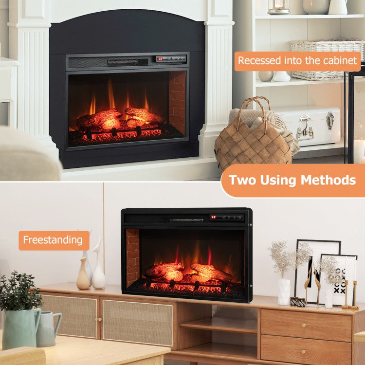 26 Inch Infrared Electric Fireplace Insert with Remote Control & Adjustable Heat