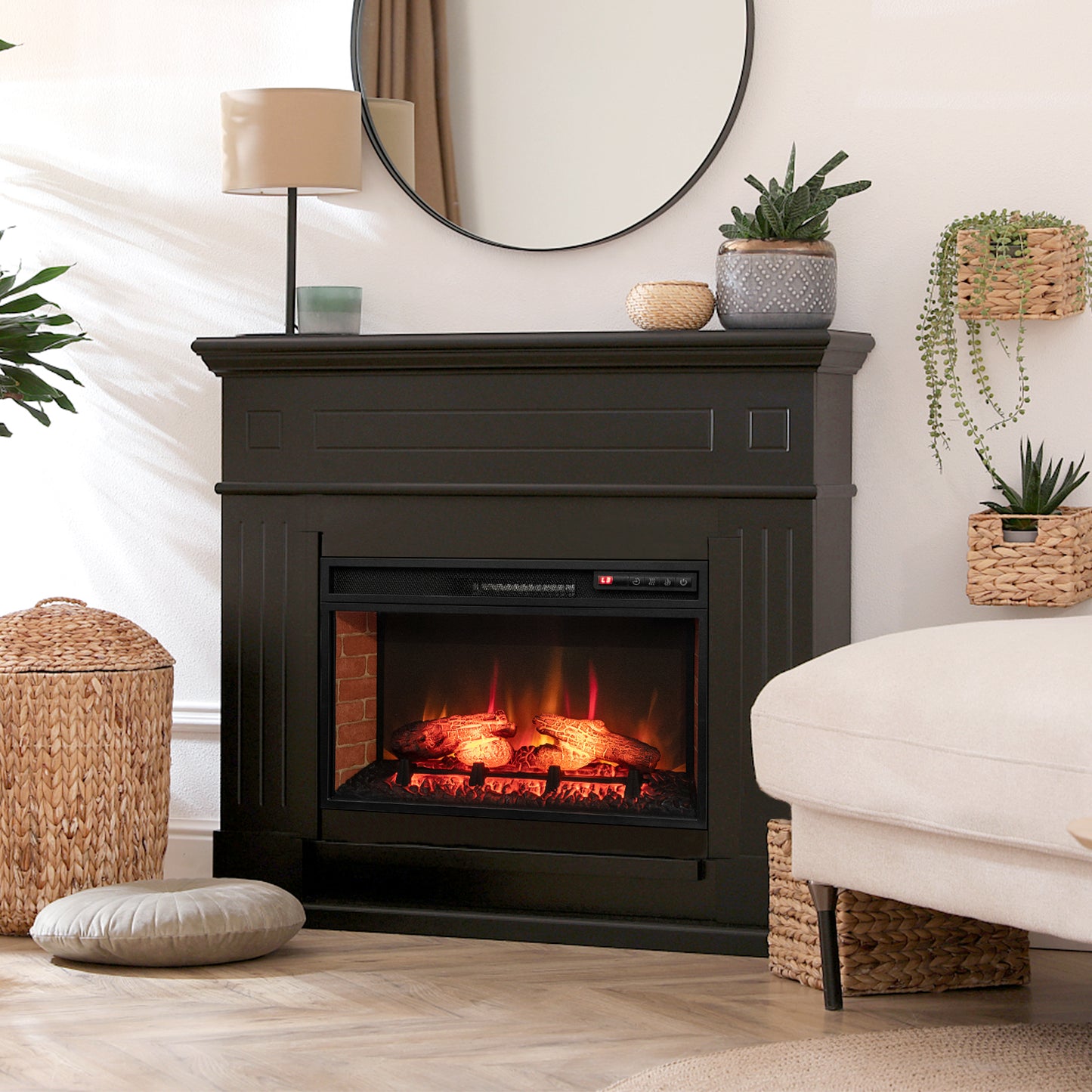26 Inch Infrared Electric Fireplace Insert with Remote Control & Adjustable Heat
