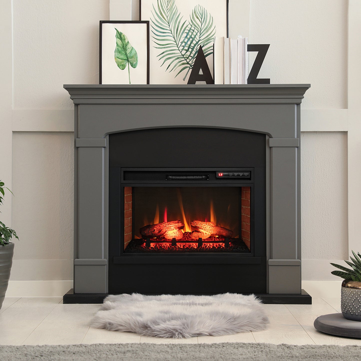 26 Inch Infrared Electric Fireplace Insert with Remote Control & Adjustable Heat