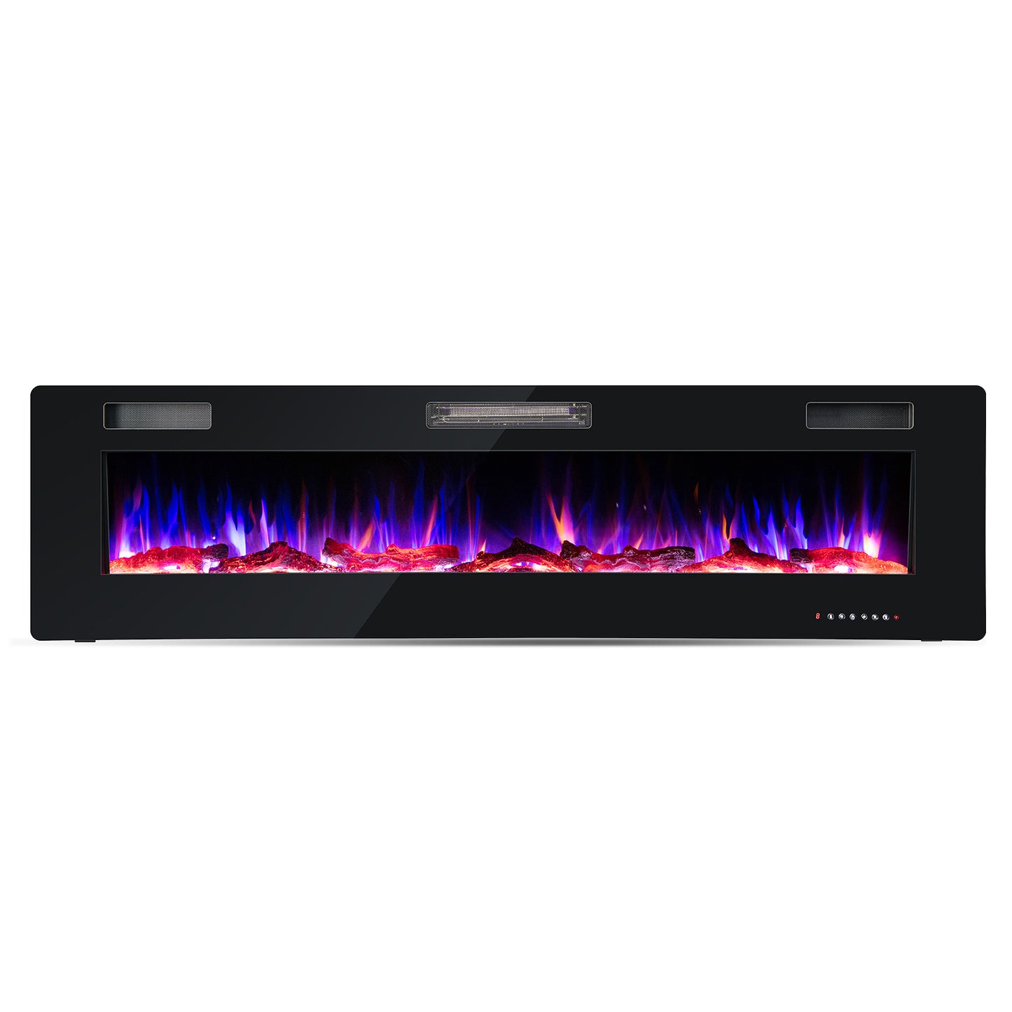 68 Inch Ultra Slim Electric Fireplace with Crystal Log - Wall-Mounted or Recessed