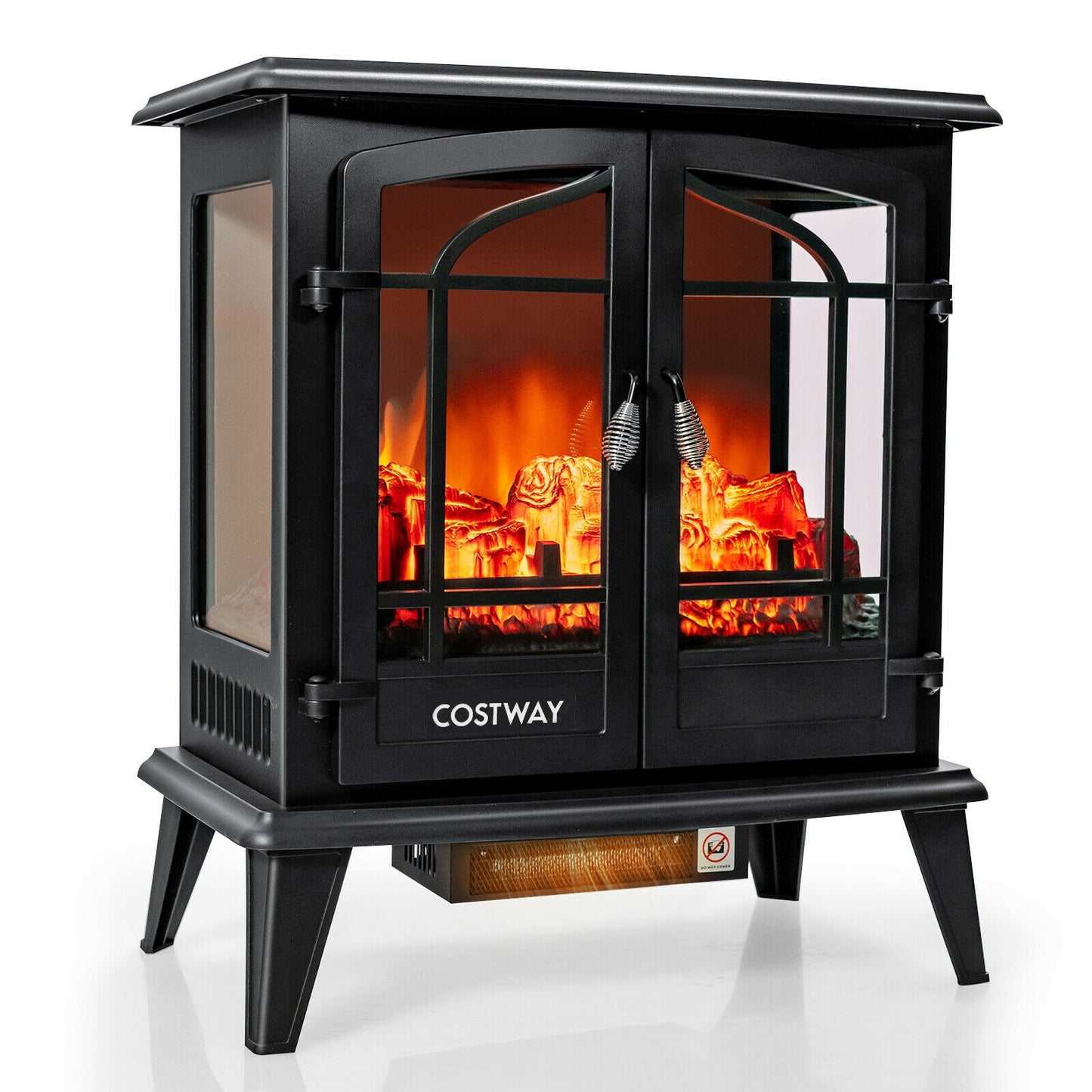 25 Inch Freestanding Electric Heater with Lifelike Flame Effect for Cozy Comfort