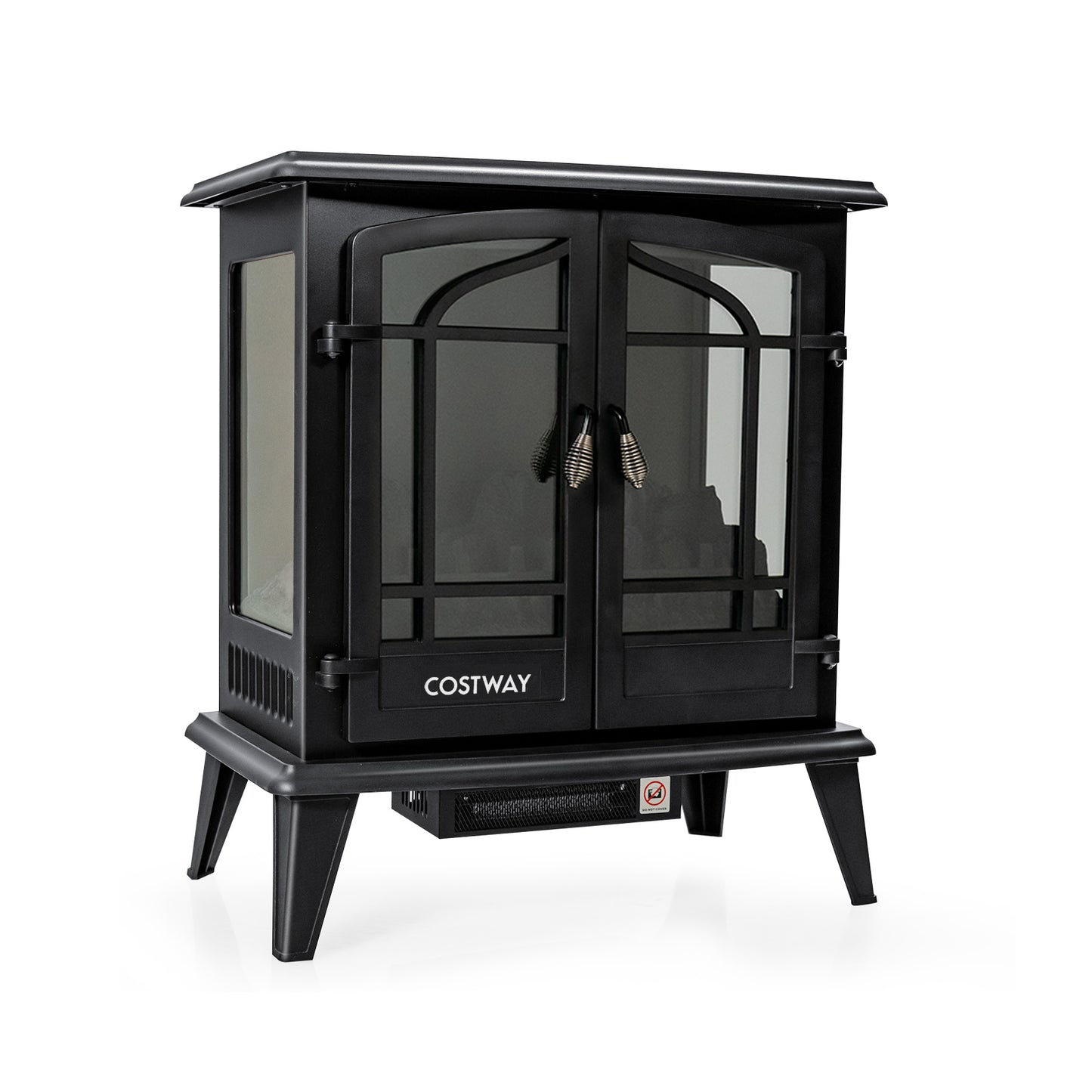 25 Inch Freestanding Electric Heater with Lifelike Flame Effect for Cozy Comfort