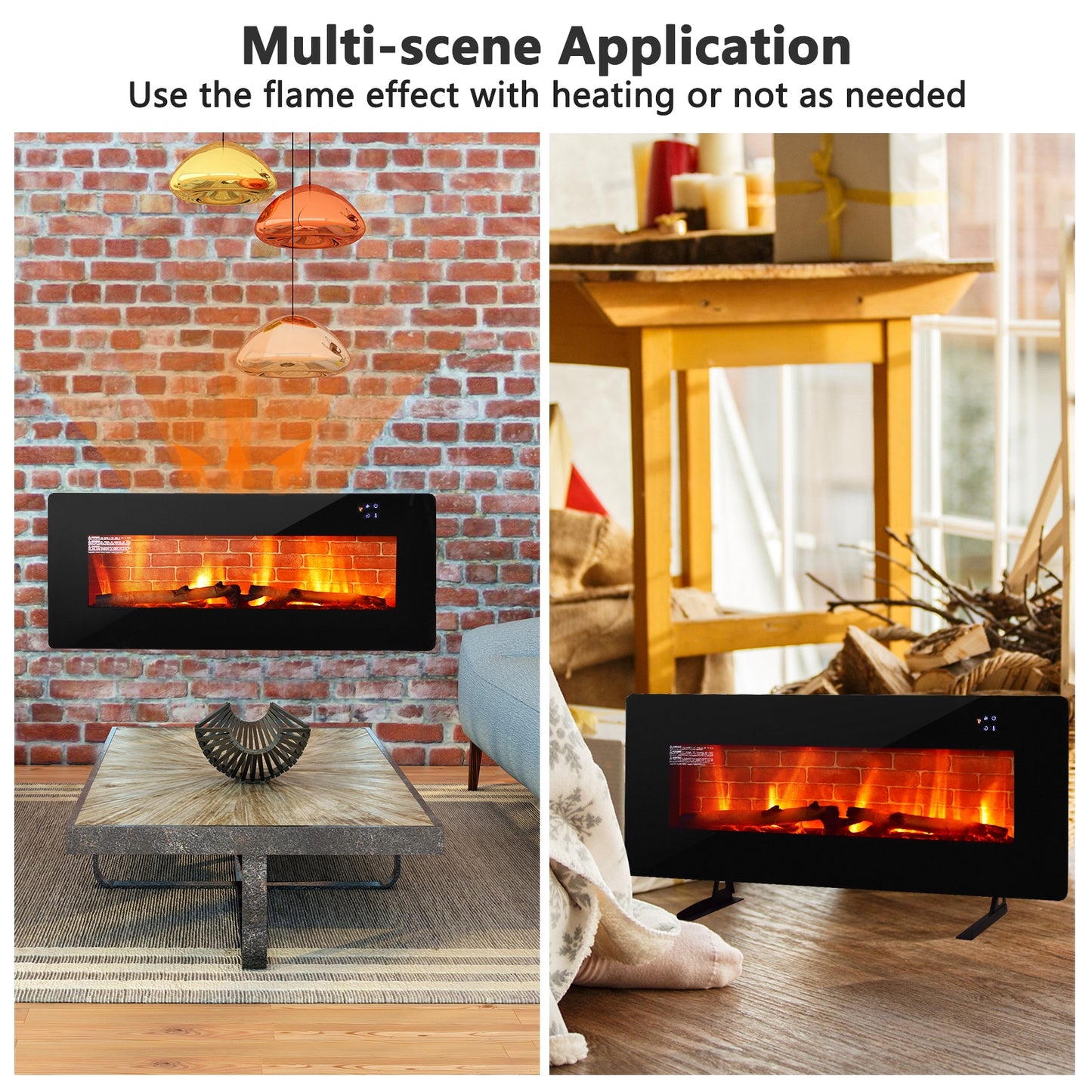 Wall Mounted & Freestanding Electric Fireplace with Remote Control