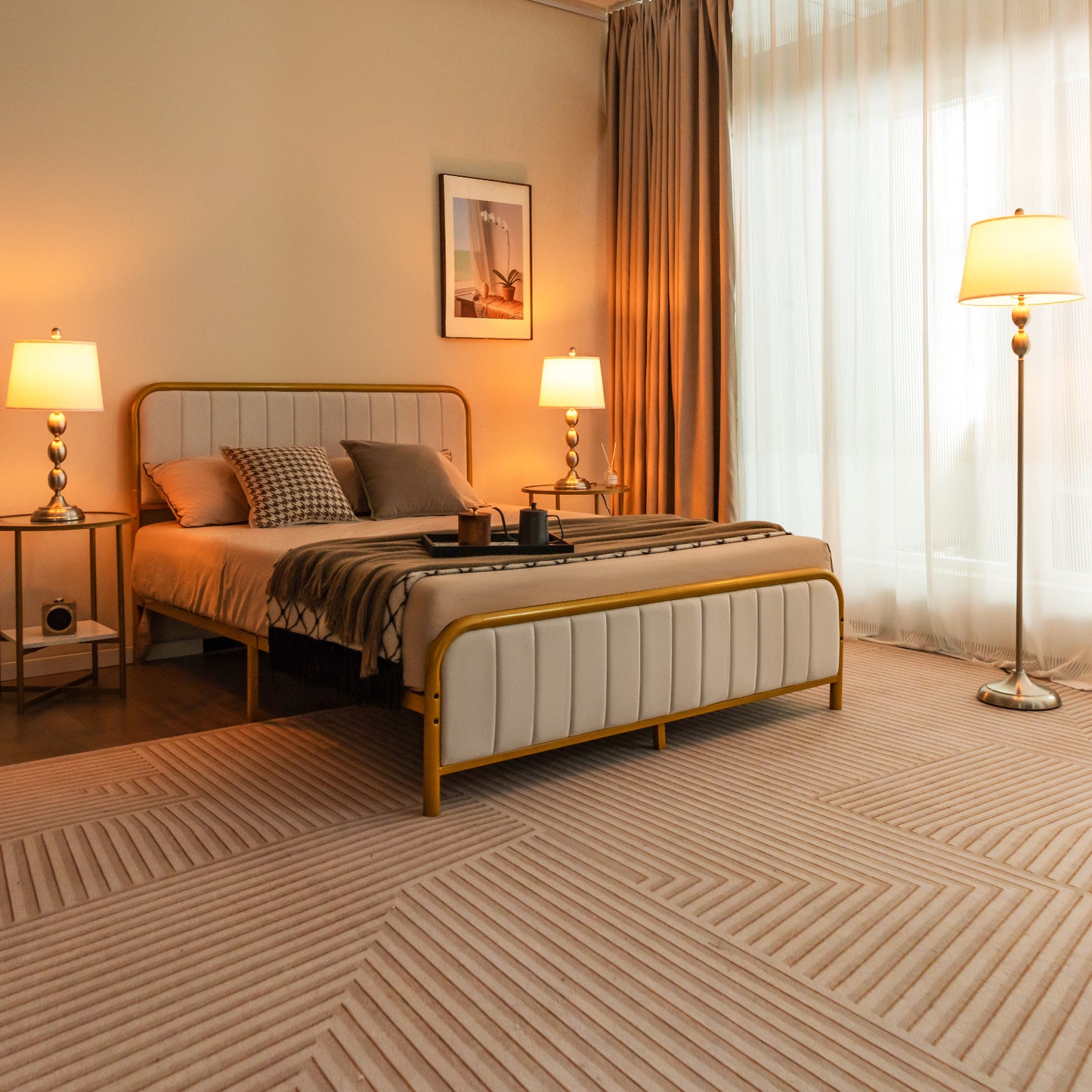 Elegant 3-Piece Table and Floor Lamp Set with Linen Shades