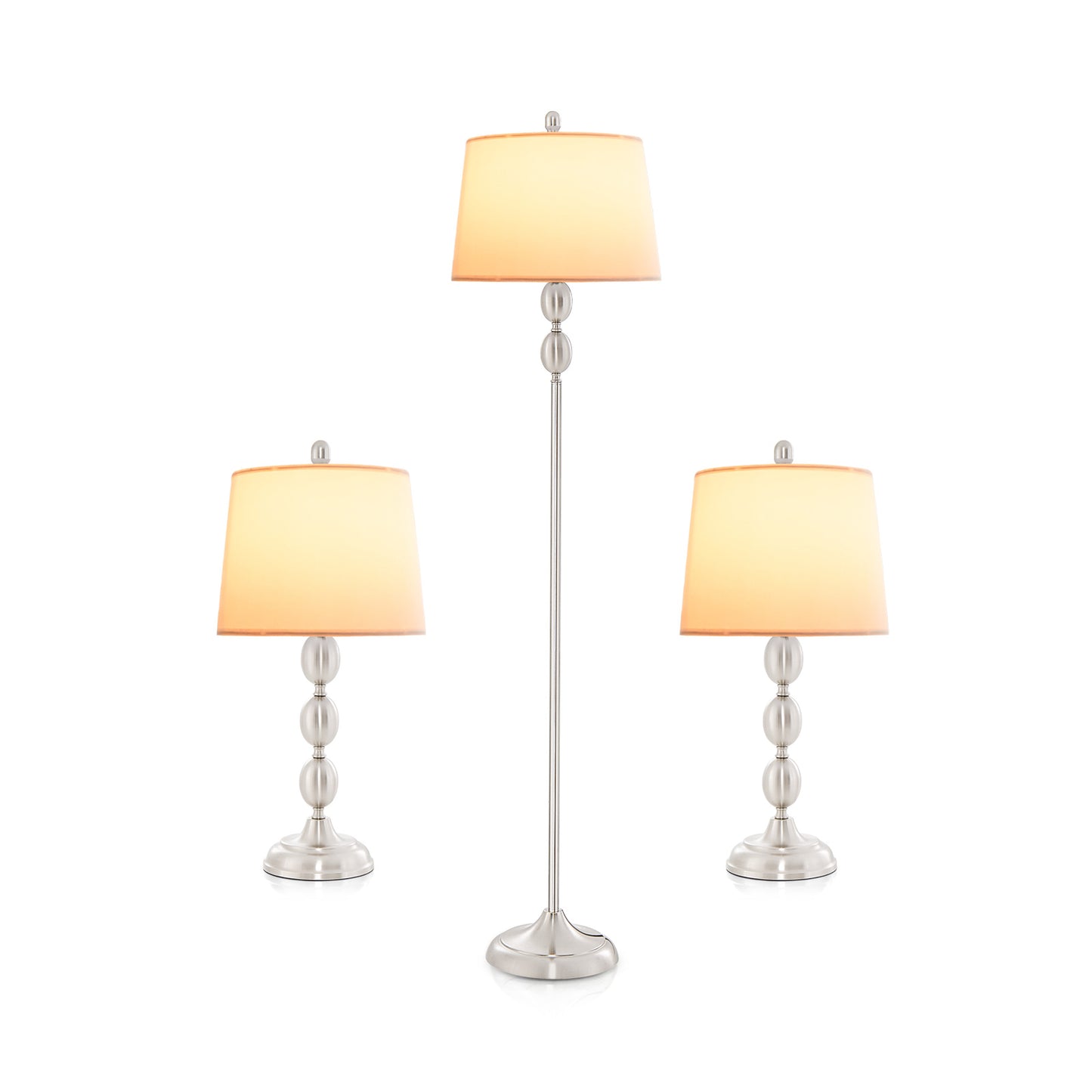 Elegant 3-Piece Table and Floor Lamp Set with Linen Shades