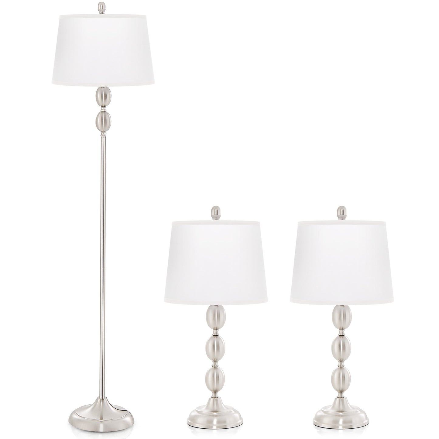 Elegant 3-Piece Table and Floor Lamp Set with Linen Shades