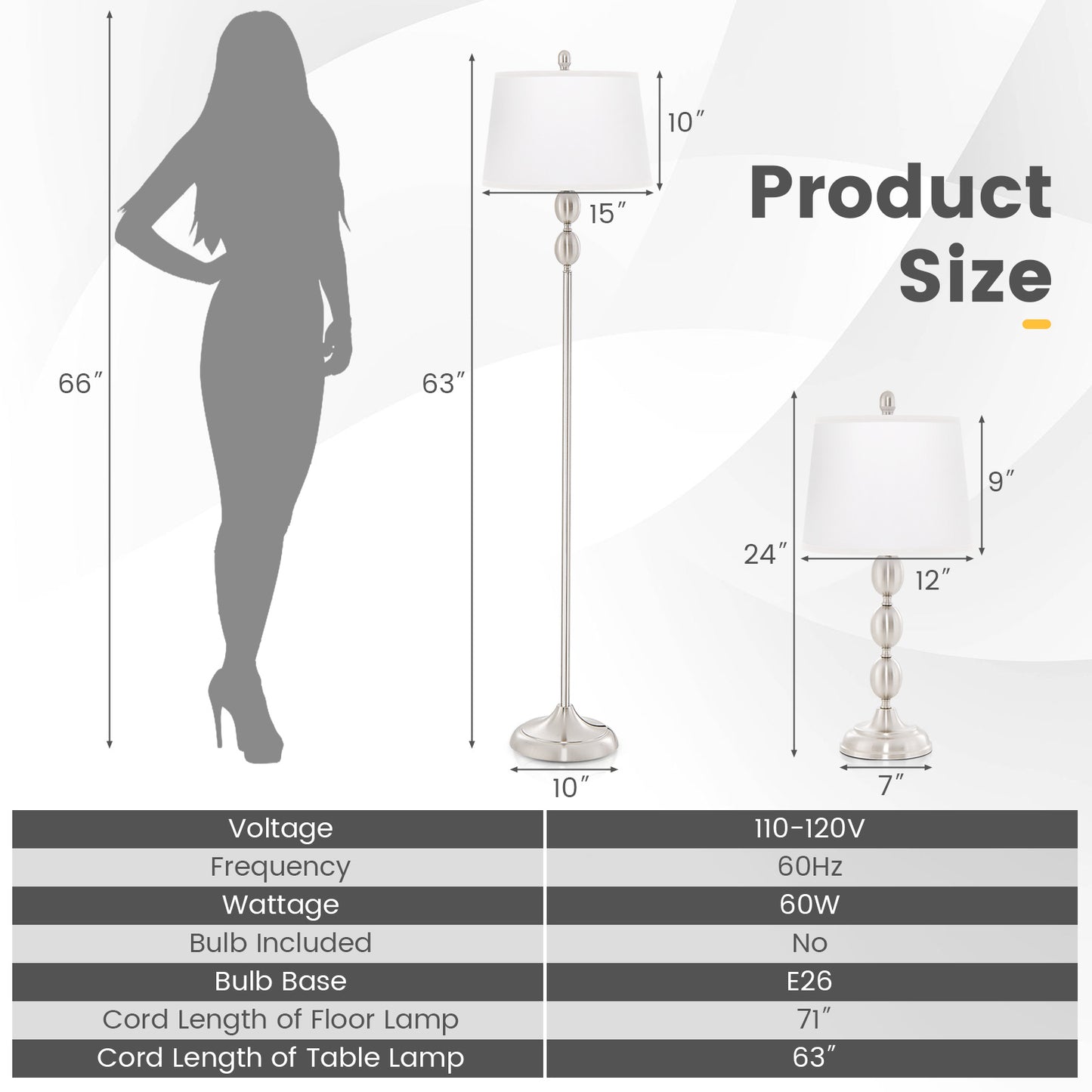 Elegant 3-Piece Table and Floor Lamp Set with Linen Shades
