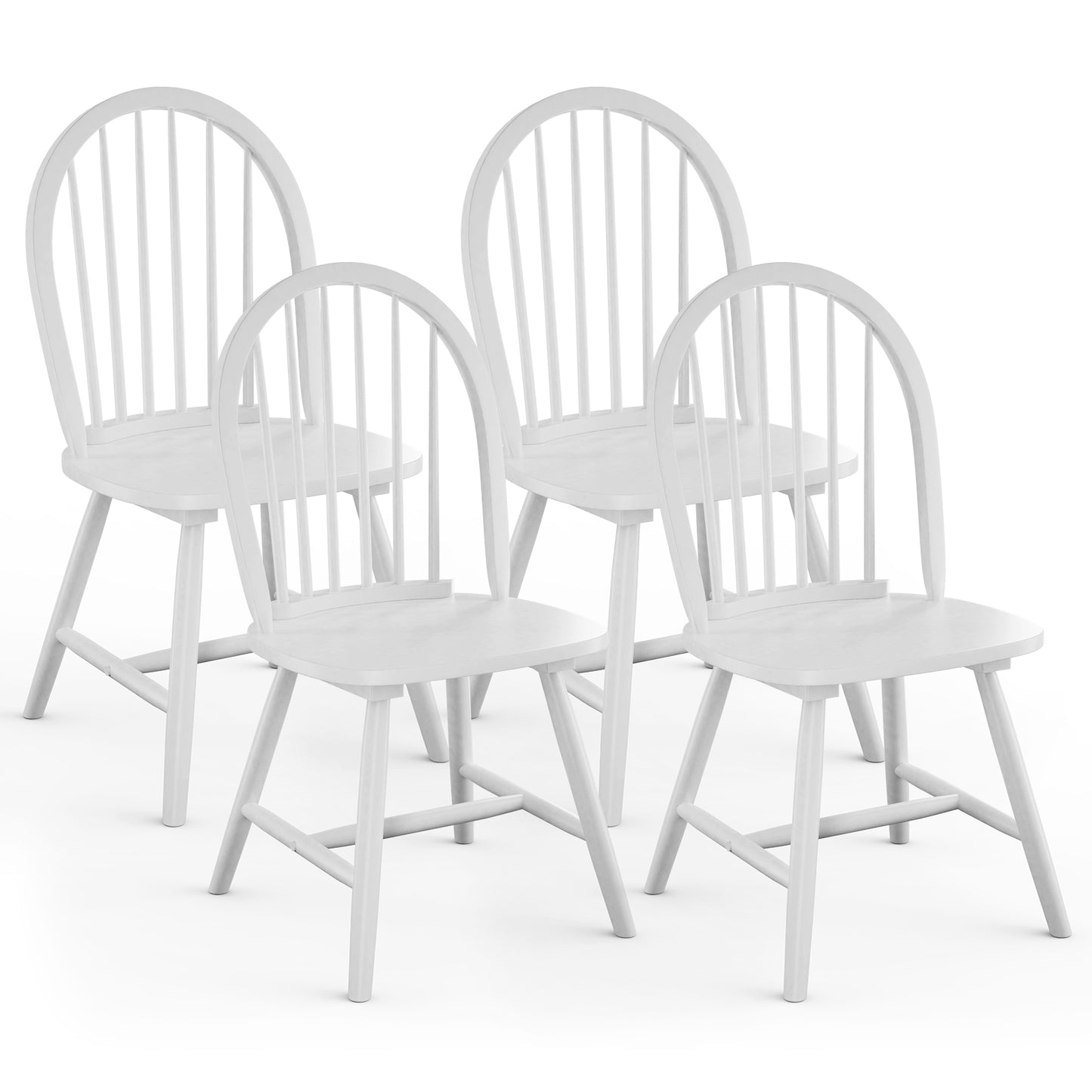 Pair of Vintage Windsor Wooden Dining Chairs with Spindle Back in White Finish