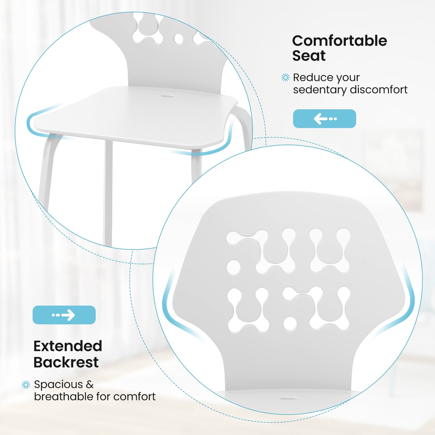 Modern Metal Dining Chairs Set of 4 with Hollowed Backrest and Durable Metal Legs - White
