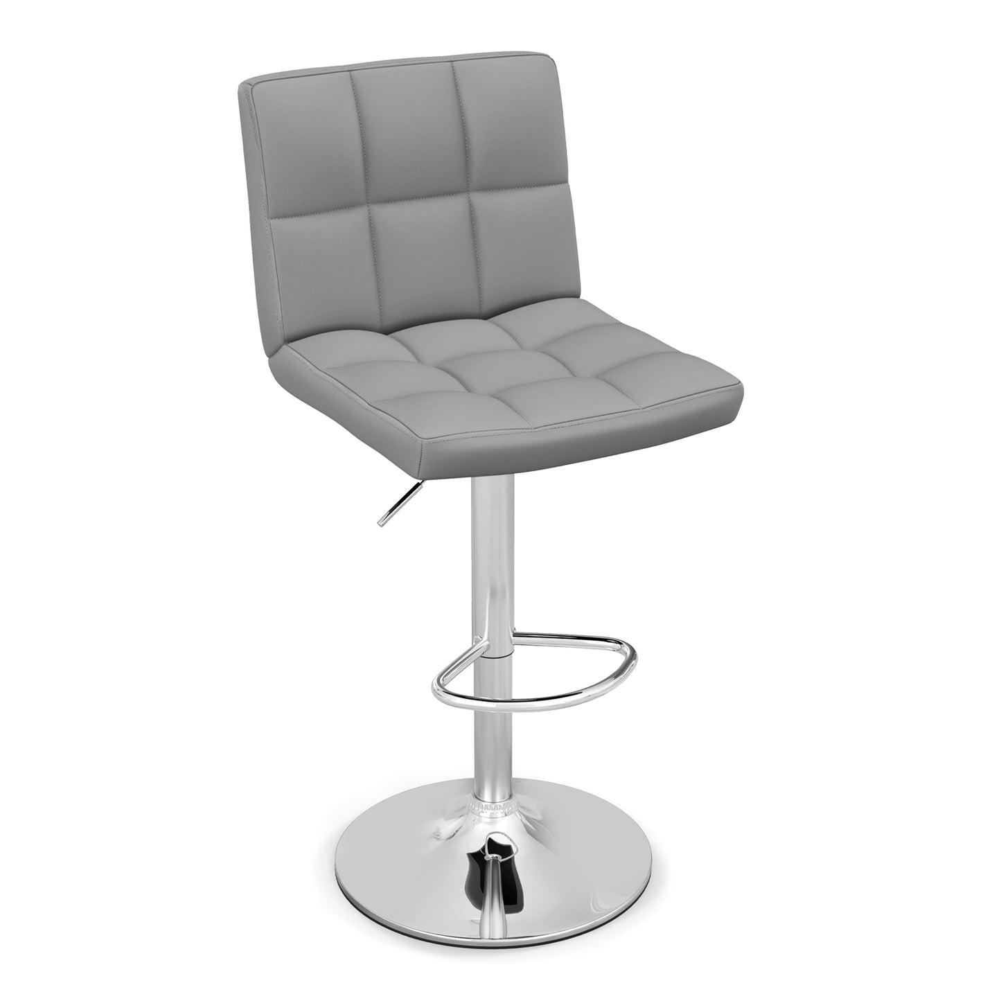 Ergonomic Swivel Bar Stool with Adjustable Height and PU Leather Cushion - Grey