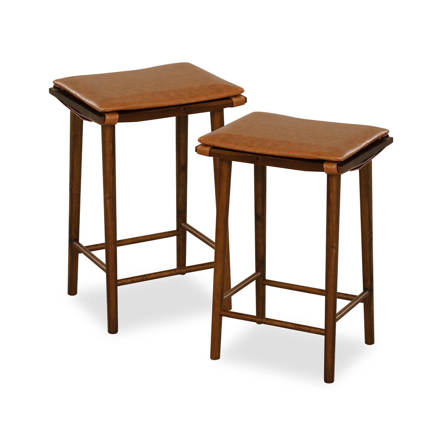 25.5" Barstools with Cushioned Seats and Wooden Frame, Set of 2