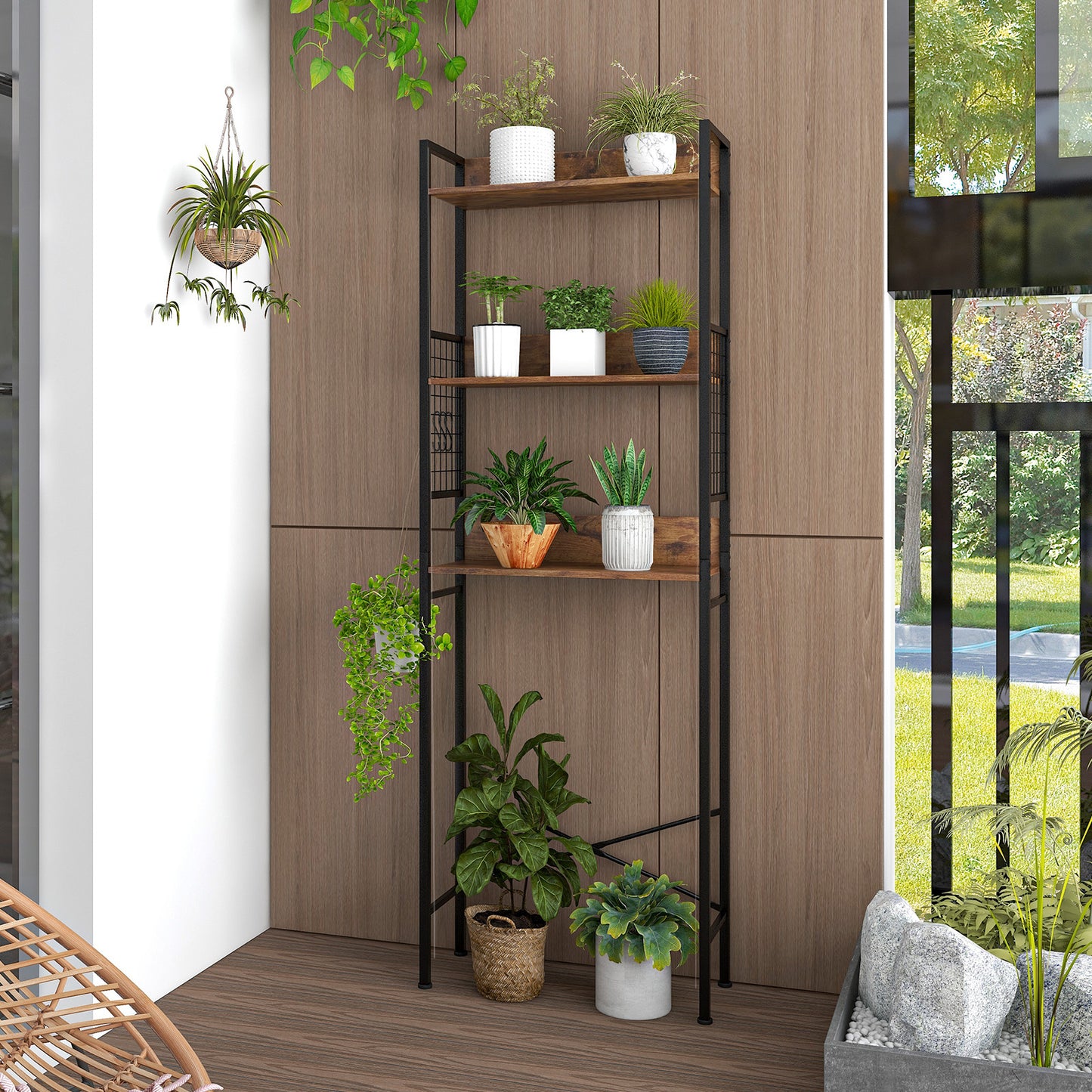 3 Tier Over-the-Toilet Storage Shelf with Hooks & Adjustable Foot Pads