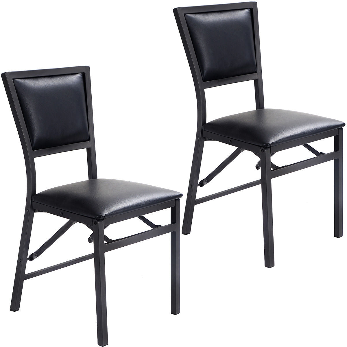 Set of 2 Foldable Metal Dining Chairs with Comfortable Seat and Space Saving Design