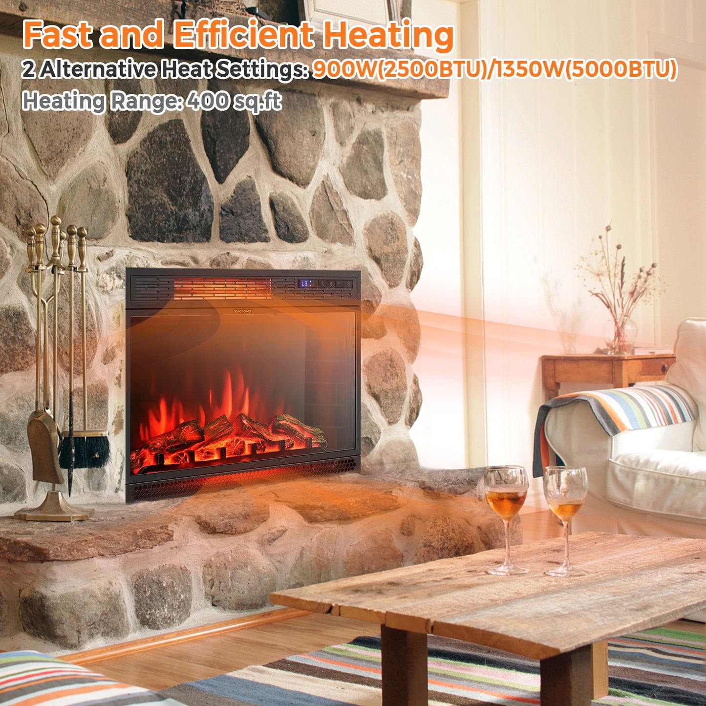 25 Inch Recessed Electric Fireplace Heater